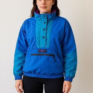 Vtg 80s/90s Mountain Goat Colorblock Anorak Women’s L Blue/Teal Windbreaker